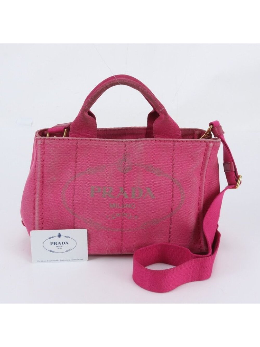 Prada Canapa Leather Canvas 2-Way Shoulder Bag